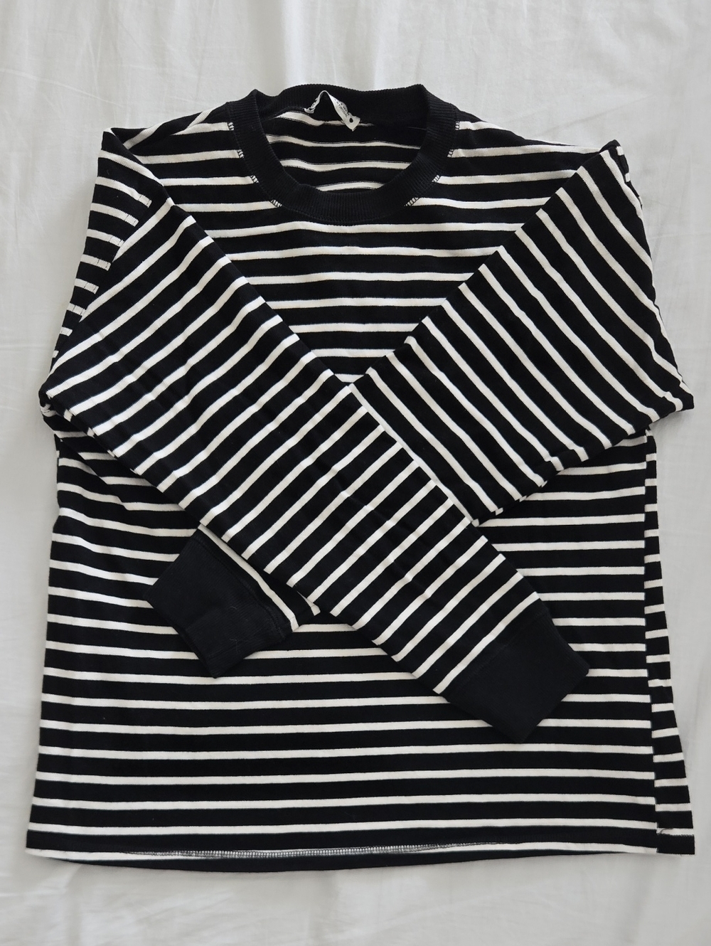 Zara Women Black & White Striped Long-Sleeve Sweatshirt Size S